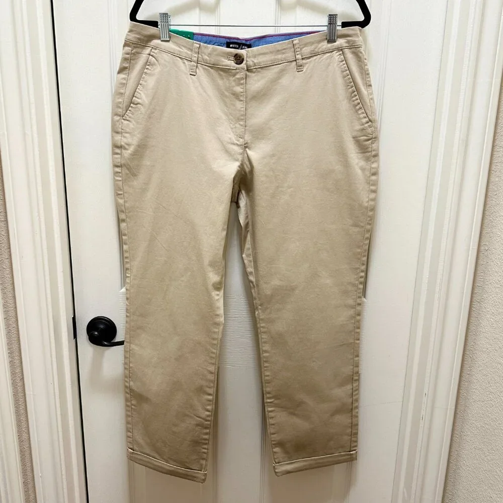 Nautica Jeans Women's Chino Pant Size 12 Khaki Stretch Relaxed Fit Ankle Length